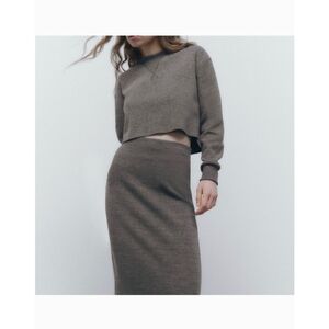 NWT ZARA SOFT SKIRT IN DARK GRAY (M)